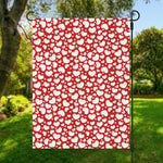 White And Red Heart Pattern Print Garden Flag