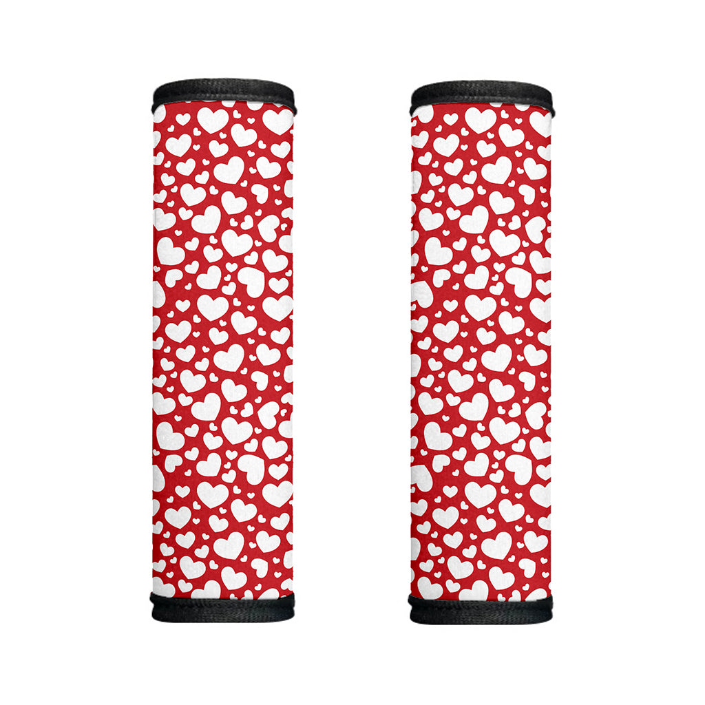 White And Red Heart Pattern Print Handle Covers