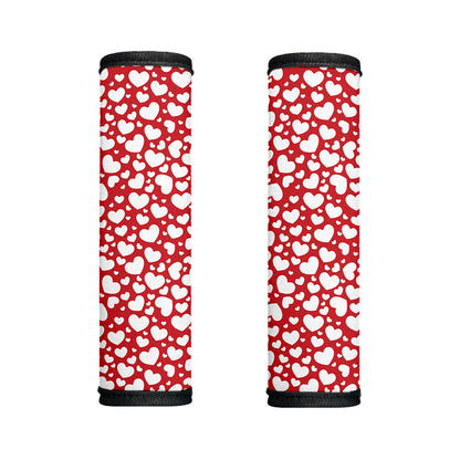 White And Red Heart Pattern Print Handle Covers