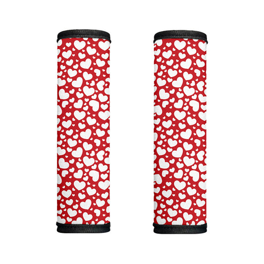 White And Red Heart Pattern Print Handle Covers
