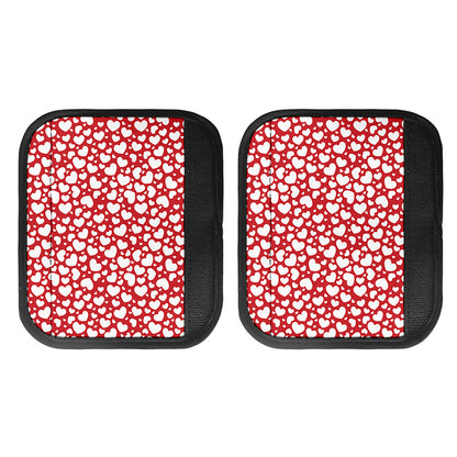 White And Red Heart Pattern Print Handle Covers