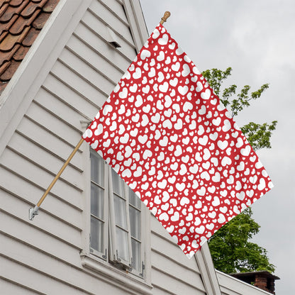 White And Red Heart Pattern Print House Flag
