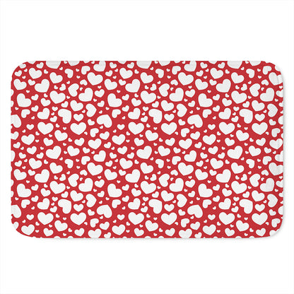 White And Red Heart Pattern Print Indoor Door Mat