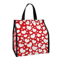 White And Red Heart Pattern Print Insulated Lunch Tote