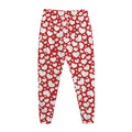 White And Red Heart Pattern Print Jogger Pants