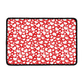 White And Red Heart Pattern Print Kitchen Mat