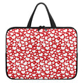 White And Red Heart Pattern Print Laptop Sleeve With Handle