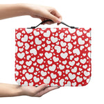 White And Red Heart Pattern Print Leather Bible Cover