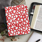 White And Red Heart Pattern Print Leather Bible Cover