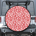 White And Red Heart Pattern Print Leather Spare Tire Cover