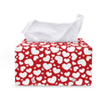 White And Red Heart Pattern Print Leather Tissue Box Cover