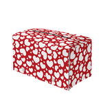 White And Red Heart Pattern Print Leather Tissue Box Cover