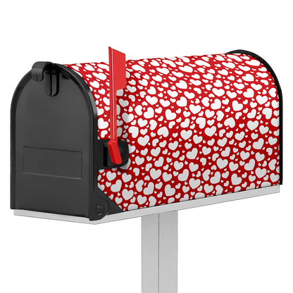 White And Red Heart Pattern Print Mailbox Cover
