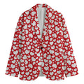White And Red Heart Pattern Print Men's Blazer