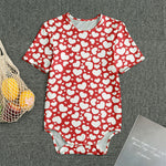 White And Red Heart Pattern Print Men's Bodysuit