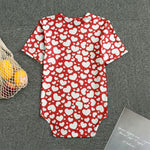 White And Red Heart Pattern Print Men's Bodysuit