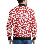 White And Red Heart Pattern Print Men's Bomber Jacket