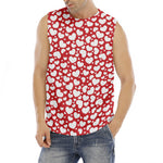White And Red Heart Pattern Print Men's Fitness Tank Top