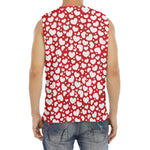 White And Red Heart Pattern Print Men's Fitness Tank Top