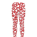White And Red Heart Pattern Print Men's Leggings