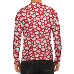 White And Red Heart Pattern Print Men's Long Sleeve Rash Guard