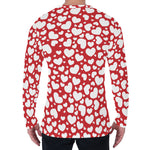 White And Red Heart Pattern Print Men's Long Sleeve T-Shirt