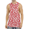 White And Red Heart Pattern Print Men's Muscle Tank Top