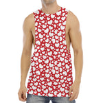 White And Red Heart Pattern Print Men's Muscle Tank Top