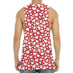 White And Red Heart Pattern Print Men's Muscle Tank Top
