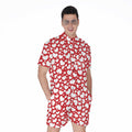 White And Red Heart Pattern Print Men's Romper
