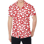 White And Red Heart Pattern Print Men's Shirt