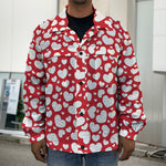 White And Red Heart Pattern Print Men's Shirt Jacket