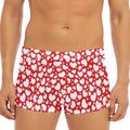 White And Red Heart Pattern Print Men's Short Boxer Briefs