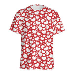 White And Red Heart Pattern Print Men's Sports T-Shirt