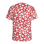 White And Red Heart Pattern Print Men's Sports T-Shirt