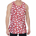 White And Red Heart Pattern Print Men's Velvet Tank Top