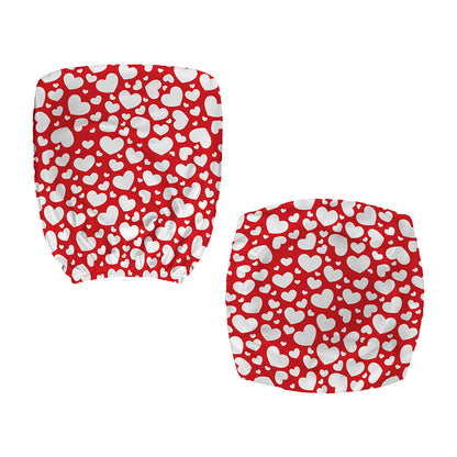 White And Red Heart Pattern Print Office Chair Cover