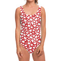 White And Red Heart Pattern Print One Piece Swimsuit