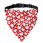 White And Red Heart Pattern Print Over The Collar Dog Bandana