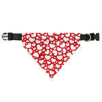 White And Red Heart Pattern Print Over The Collar Dog Bandana