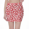 White And Red Heart Pattern Print Pencil Mini Skirt
