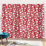 White And Red Heart Pattern Print Pencil Pleat Curtains