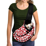 White And Red Heart Pattern Print Pet Sling Carrier