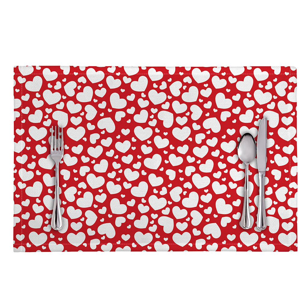 White And Red Heart Pattern Print Placemat