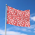 White And Red Heart Pattern Print Polyester Flag