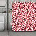 White And Red Heart Pattern Print Polyester Shower Curtain