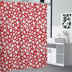White And Red Heart Pattern Print Premium Shower Curtain