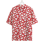 White And Red Heart Pattern Print Rayon Hawaiian Shirt