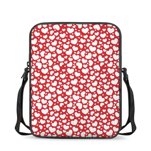 White And Red Heart Pattern Print Rectangular Crossbody Bag