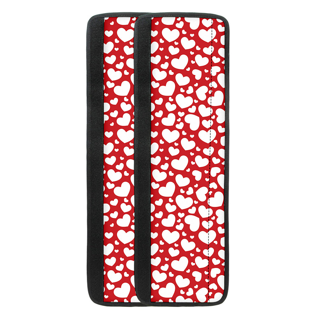 White And Red Heart Pattern Print Refrigerator Handle Covers